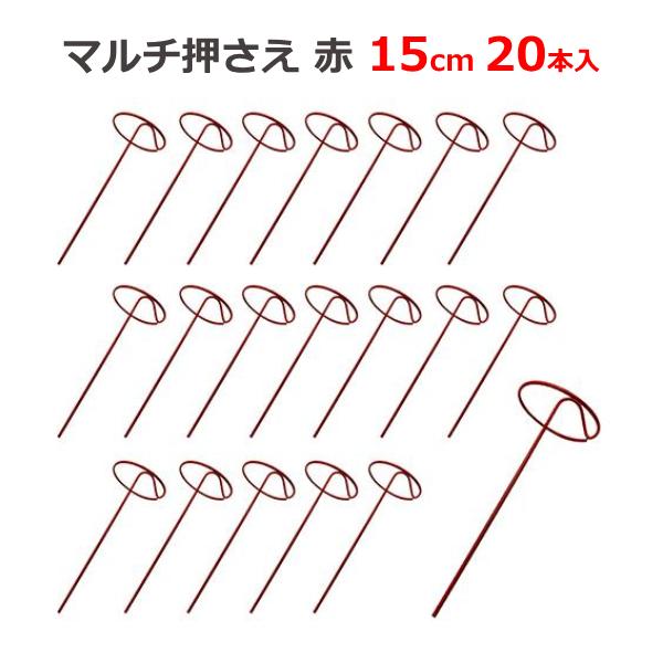 りんご反射シート押さえ金 マルチ押さえ 赤 15cm 20本入 シート押さえ 固定 ピン 杭 マルチ