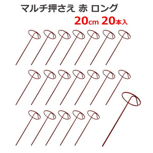 マルチ押さえ 赤ロング 20cm 20本入 シート押さえ 固定 ピン 杭