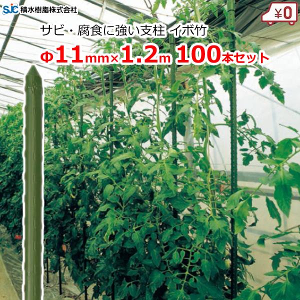 イボ竹 支柱 イボ付き 11mm×長さ1.2m 100本セット 園芸支柱 ポール