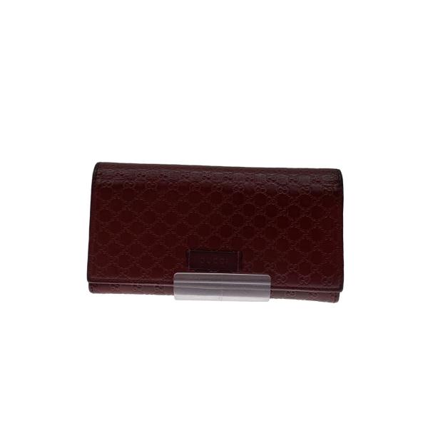 レア美品✨グッチ◇ラウンドファスナー二つ折り長財布マイクロシマバーガンディレッド GUCCI◇長財布_マイクログッチシマ/レザー/RED/レディース