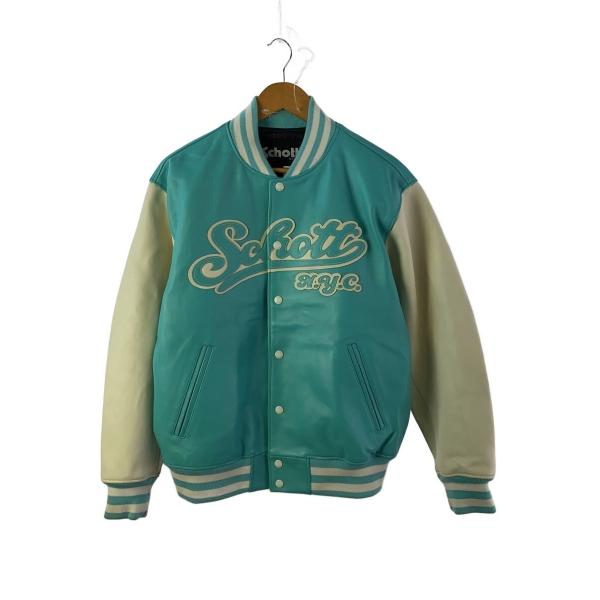 Schott◇スタジャン/M/羊革/BLU/3121032 : セカンドストリートYahoo!店