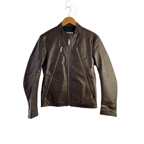 Maison Margiela◇シングルライダースジャケット/46/牛革/BRW/無地