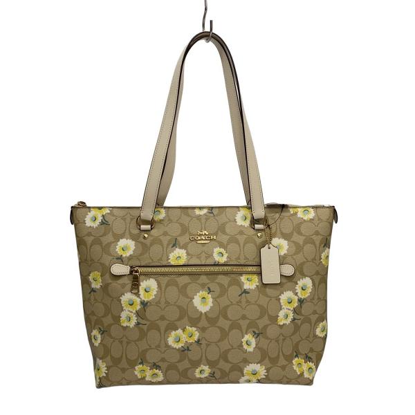 COACH◇トートバッグ/レザー/BEG/花柄/C3252// : セカンドストリート