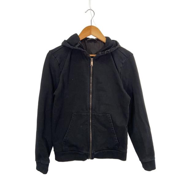 PRADA◇ナイロン切り替えジップパーカー/M/コットン/BLK/無地/SJN266