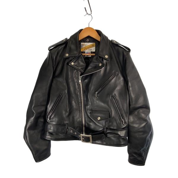 ✅Schott ブラック ライダースジャケット サイズ40 Schott◇ダブルライダースジャケット/40/レザー/BLK/無地/618