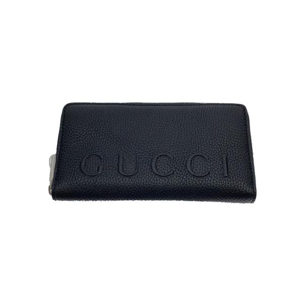 GUCCI◇日本限定/ロゴ_ジップアラウンドウォレット/長財布/レザー/BLK