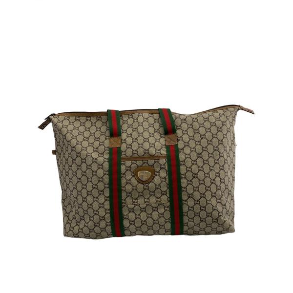 GUCCI PLUS◇シェリーライン/ボストンバッグ/PVC/GRY/角擦れ有