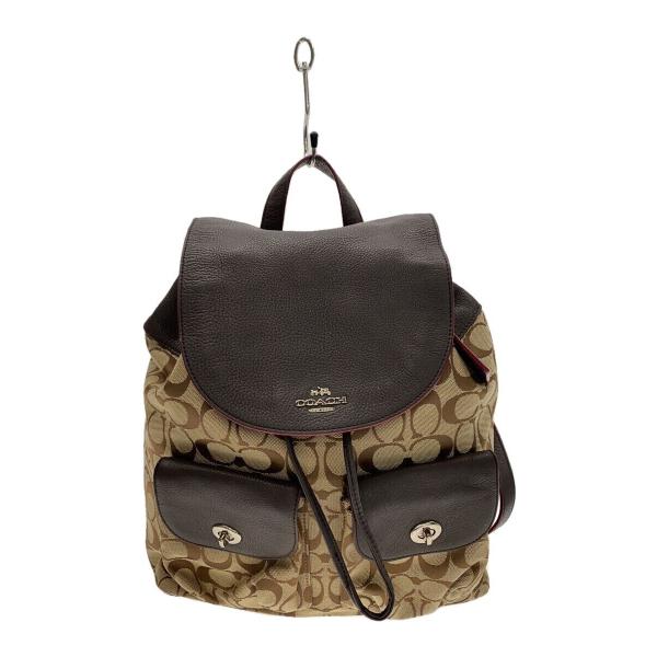 COACH◇シミ・変色・ハガレ有/シグネチャーリュック/キャンバス/CML/総