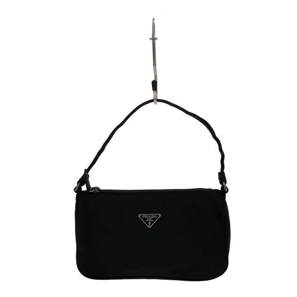 PRADA◇PRADA プラダ ミニアクセサリーポーチ/ナイロン/BLK/無地