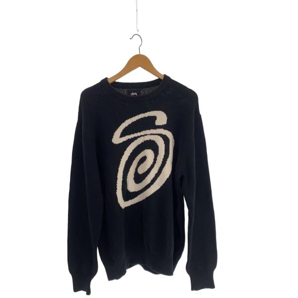STUSSY◇ニット・セーター(厚手)/XL/コットン/ブラック/117073/CURLY S