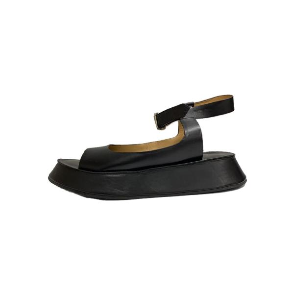 JIL SANDER◇フラットフォームサンダル/19SS/35/BLK/レザー/JS32071A