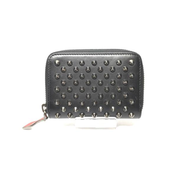 Christian Louboutin◆ルブタン/PANETTONE COIN PURSE CALF SPIKES/コインケース/ブラック/スタッズ