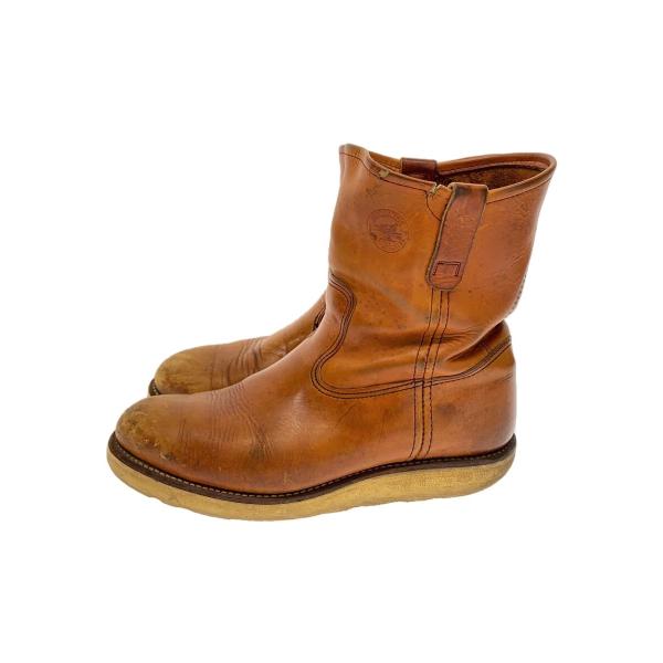 RED WING◇ペコスブーツ/US9/BRW/866/90s/1997年製/犬刻印/緑犬刺繍