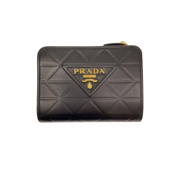 PRADA◇2つ折り財布/--/BLK/無地/レディース/1ML018 : セカンド