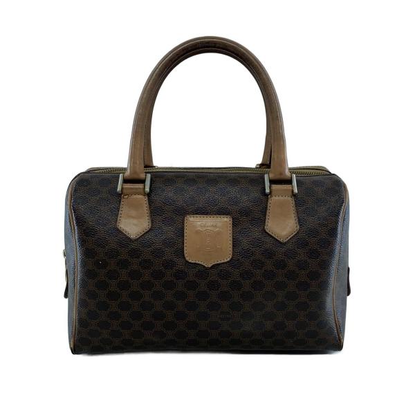 CELINE◇ミニボストンバッグ/ハンドバッグ/マカダム柄/M13/BRW/総柄/角