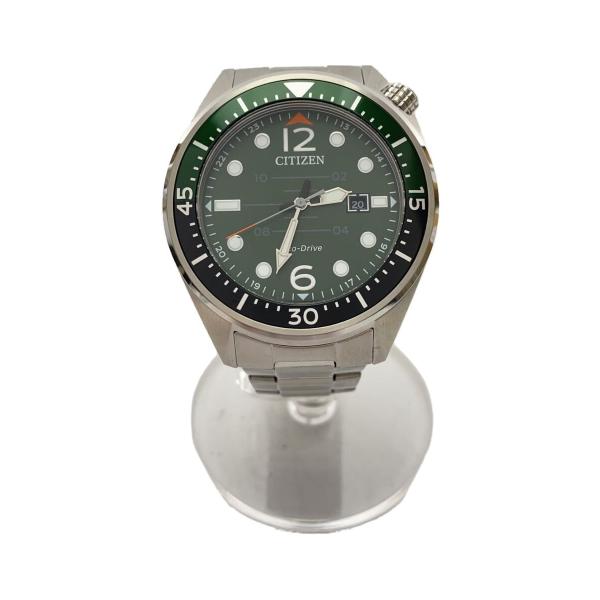 CITIZEN◇エコドライブ/ソーラー腕時計/アナログ/ステンレス/GRN/SLV