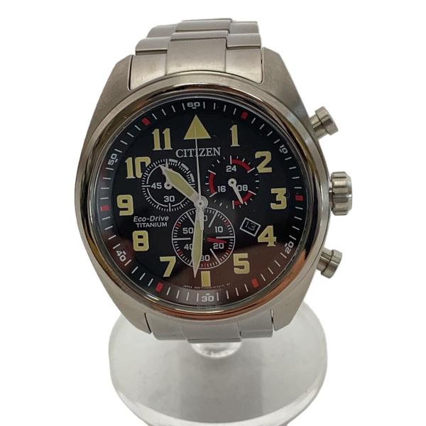 CITIZEN◇ソーラー腕時計/アナログ/チタン/BLK/SLV/H500-S125782