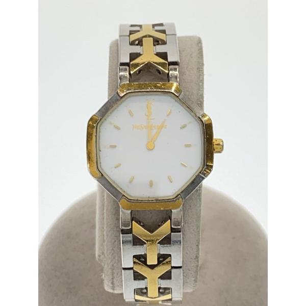 YVES SAINT LAURENT◇クォーツ腕時計/アナログ/ステンレス/WHT/SLV