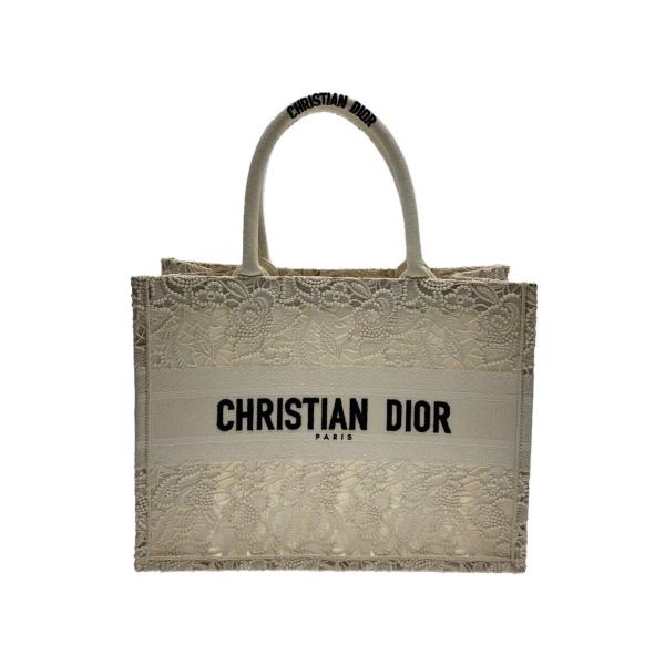 Christian Dior◇23SS/BOOK TOTE/トートバッグ/レース/WHT/花柄
