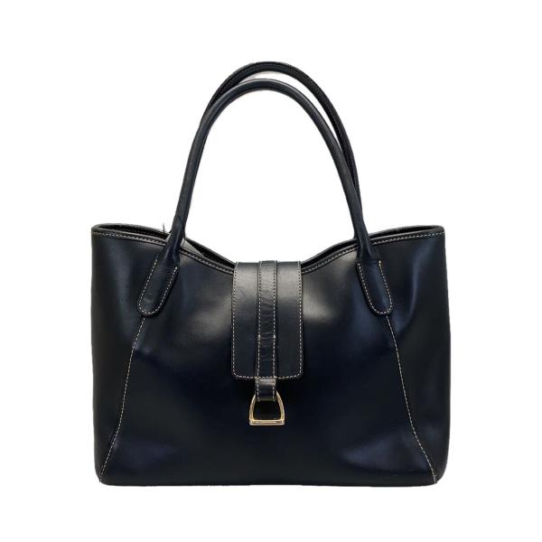 SOMES SADDLE◇トートバッグ/レザー/NVY/無地// : セカンドストリート