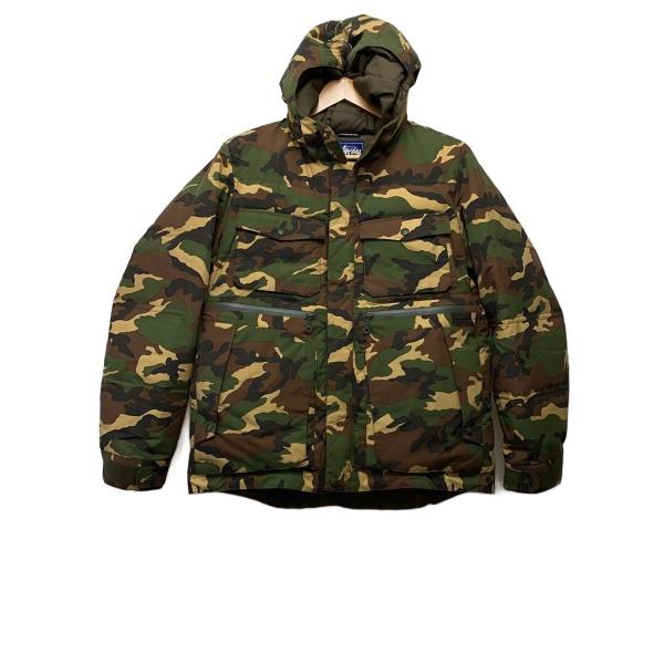 【左腕傷あり】  カモフラージュ ダウンジャケット STUSSY◇ダウンジャケット/L/ナイロン/GRN/カモフラ/13AW100930