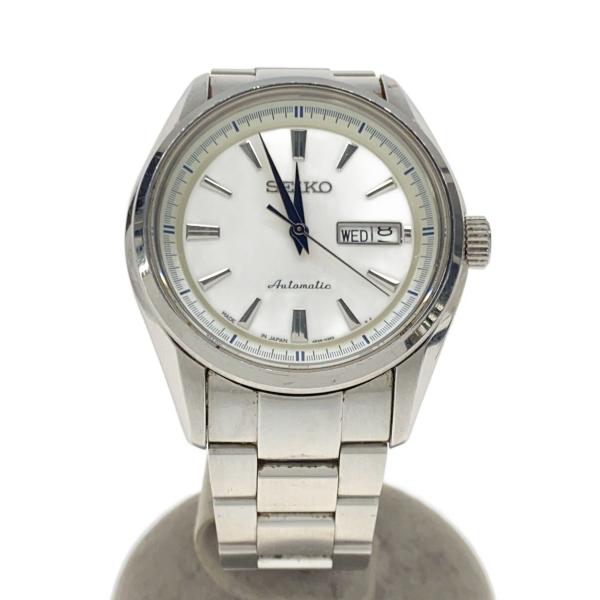 SEIKO◇自動巻腕時計/アナログ/ステンレス/WHT/SLV/SS/4R36-03H0