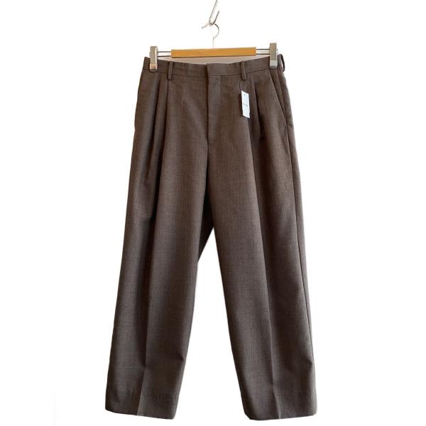 AURALEE◇BLUEFACED WOOL WIDE SLACKS/3/ウール/BRW/A20AP03BH