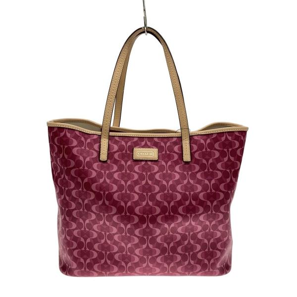 COACH◇トートバッグ_シグネチャー/キャンバス/RED// : セカンド