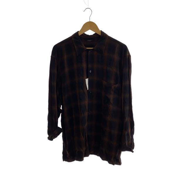 COMOLI◇長袖シャツ/2/レーヨン/BRW/チェック/Z01-02005/24SS/レーヨン