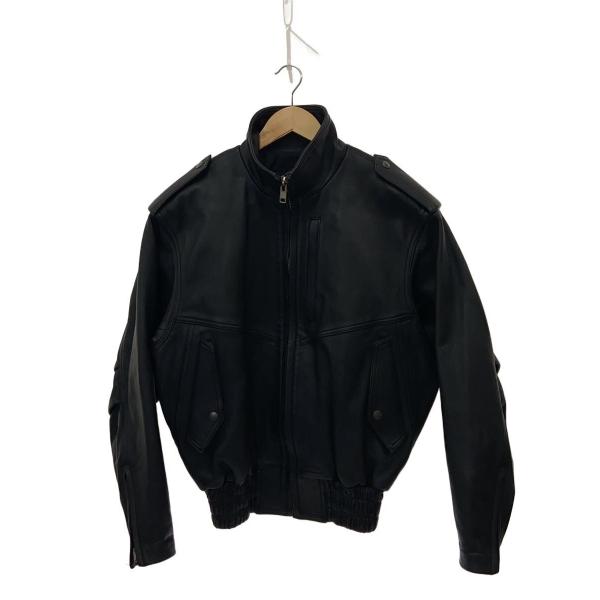 KUSHITANI◇レザージャケット・ブルゾン/LL/レザー/BLK/無地