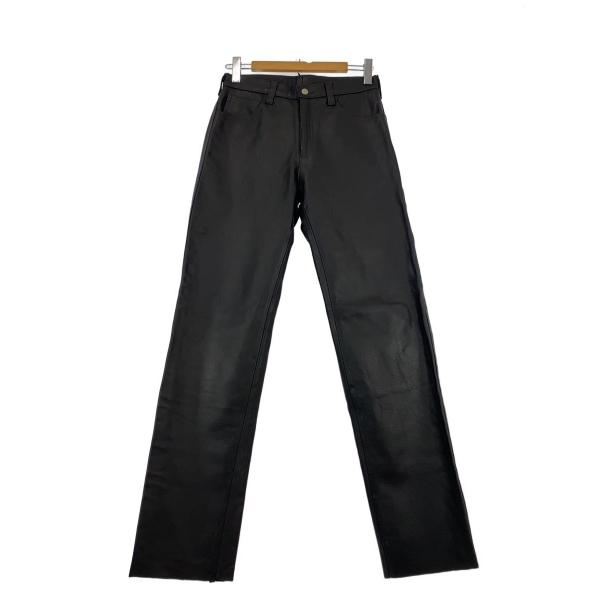 666 Leather Wear◇ストレートパンツ/旧タグ/カットオフ/32/レザー/BLK