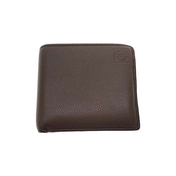 LOEWE◇2つ折り財布/レザー/KHK/無地/メンズ : セカンドストリート