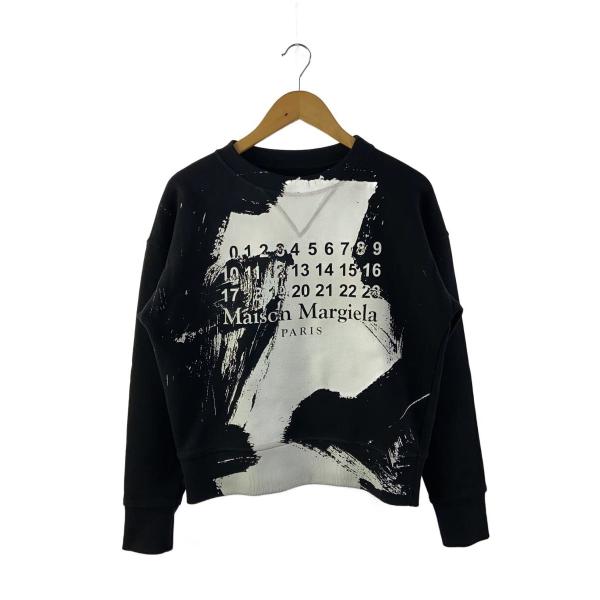 Maison Margiela◇スウェット/ペンキ加工/XS/コットン/BLK/総柄