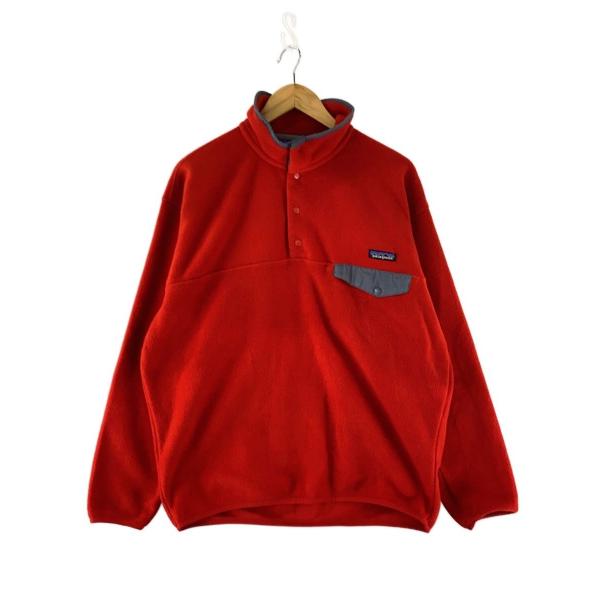 【90s】Patagonia シンチラスナップT ブラック レッド patagonia◇90s/シンチラスナップT/フリースジャケット/M/ポリエステル