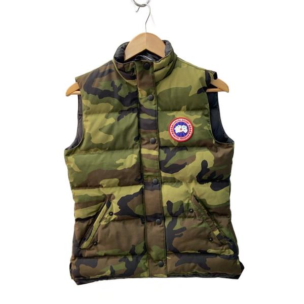 【美品】  ダウンベスト L フード付き カナダ製 CANADA GOOSE◇ダウンベスト/S/ナイロン/GRN/カモフラ/12T-02103015