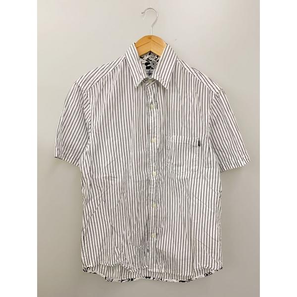 STUSSY◇半袖シャツ/S/コットン/WHT/ストライプ : セカンドストリート