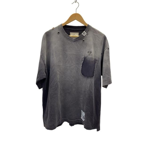 MIHARA YASUHIRO◆SUN FADED V NECK TEE/Tシャツ/44/コットン/GRY/無地/J16TS802//
