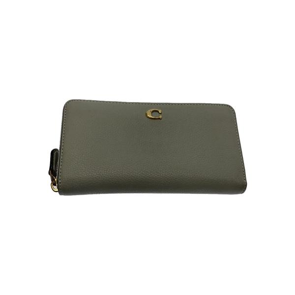 COACH◇アコーディオンジップウォレット/長財布/レザー/GRY/無地