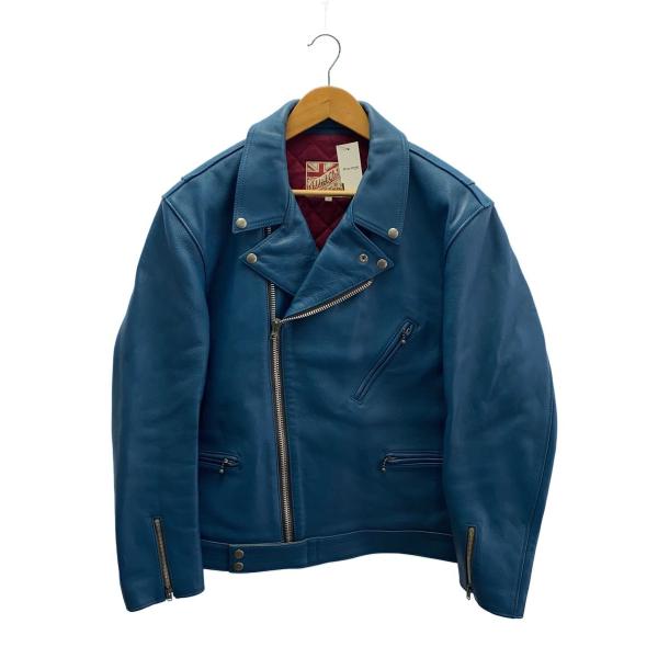 ADDICT CLOTHES◇ダブルライダースジャケット/46/羊革/BLU/無地