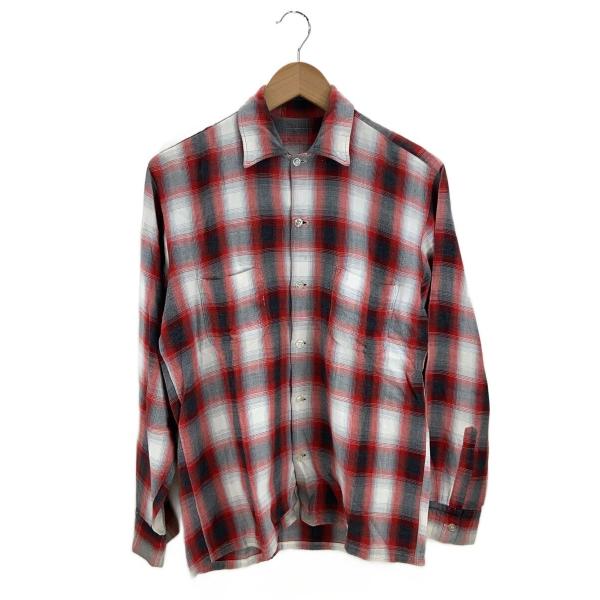 60s〜/レーヨンシャツ/オンブレck/長袖シャツ/--/レーヨン/RED