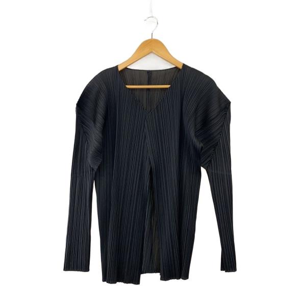 PLEATS PLEASE ISSEY MIYAKE◇カーディガン(薄手)/3/ポリエステル/BLK