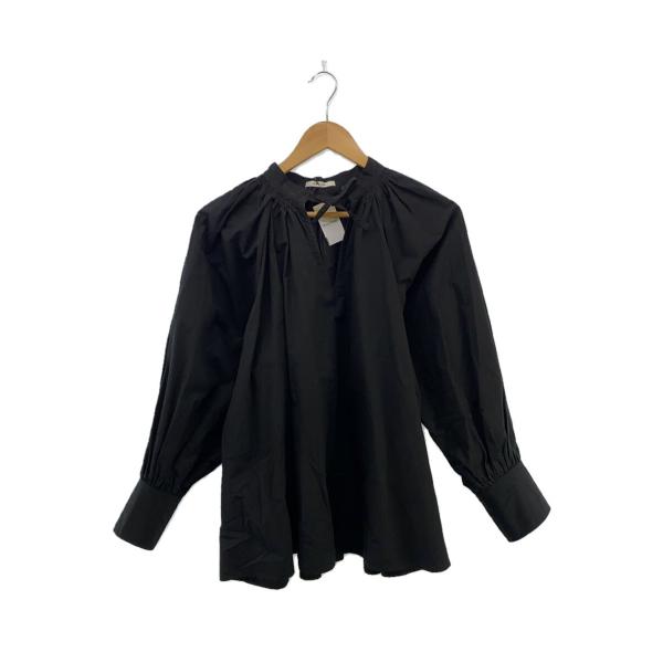 CELERI / 23SS/GATHERED 長袖ブラウス/FREE/コットン/BLK/CA23DEU-SH11/首マワリ汚れ CELERI◇23SS/GATHERED 長袖ブラウス/FREE/コットン/BLK/CA23DEU-SH11