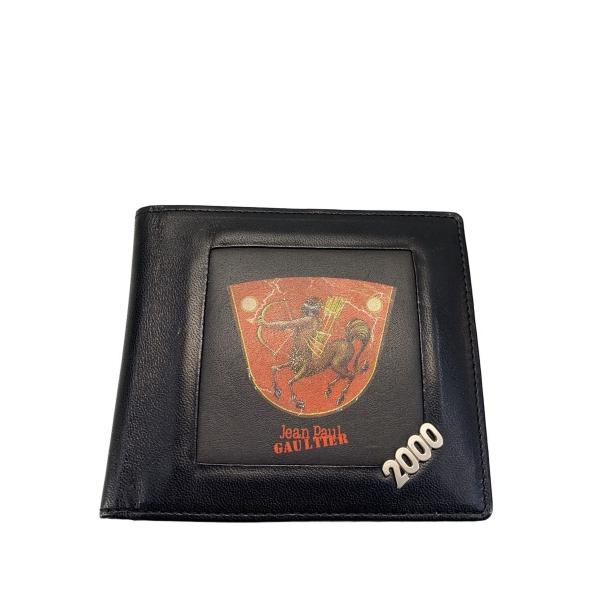 jean paul gaultier シルバーロゴプレート レザー 二つ折り財布 jean paul gaultier シルバーロゴプレート レザー 二つ折り財布 jean