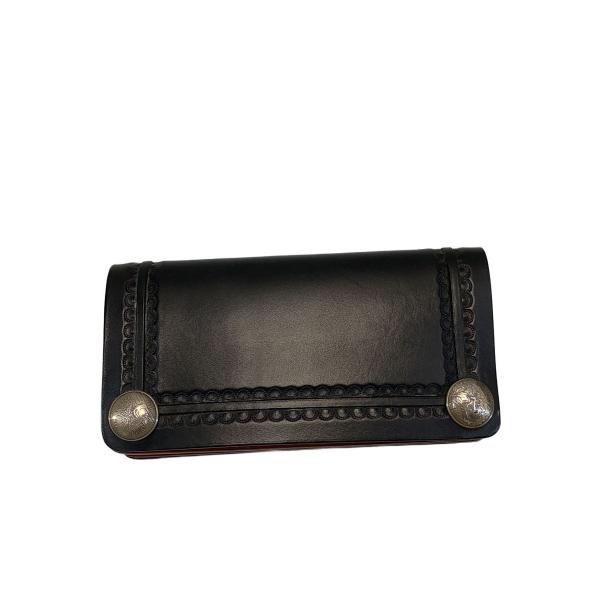 トラッカーウォレット/コンチョ/長財布/レザー/BLK/無地/メンズ