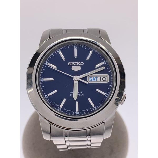 SEIKO◇自動巻腕時計/アナログ/ステンレス/シルバー/ネイビー/SS