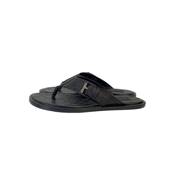 LOUIS VUITTON エピ レザー サンダル ブラック 38 LOUIS VUITTON◇ダミエレザーサンダル/UK8/BLK/レザー/FD0173