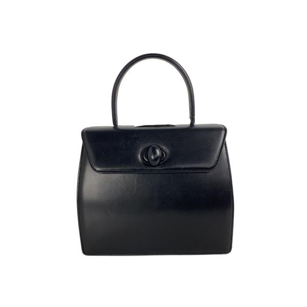 土屋鞄◇グラスフォーマルハンドバッグ/レザー/ブラック/キズ、角スレ