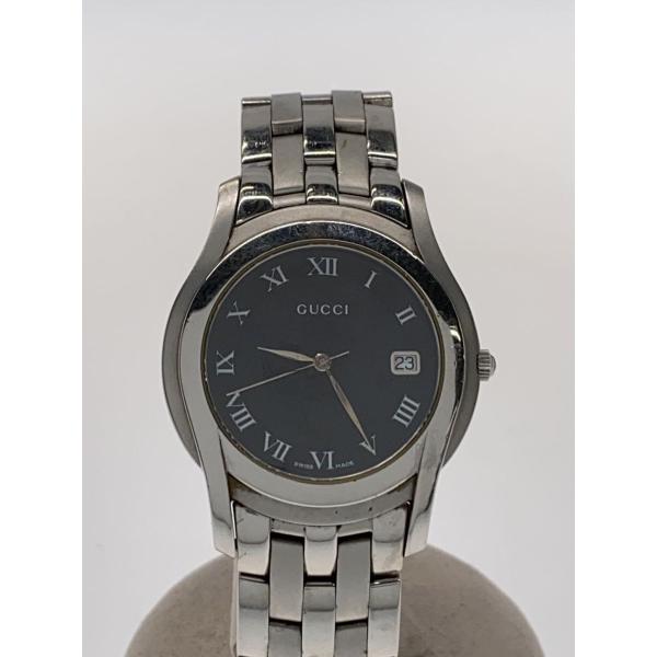 【美品】GUCCI グッチ ブラック アナログ 腕時計 5500M GUCCI グッチ 腕時計 ステンレススチール 5500M クオーツ ユニ