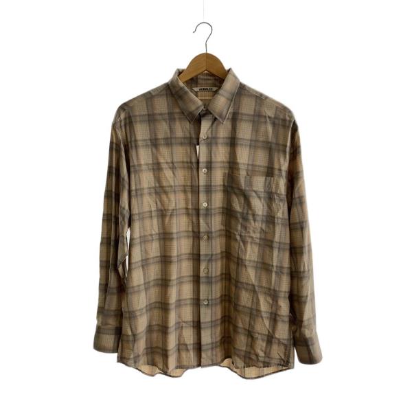 AURALEE SUPER LIGHT WOOLシャツ ベージュ サイズ3 AURALEE◇22AW/SUPER LIGHT WOOL CHECK SHIRTS BEIGE CHECK/3