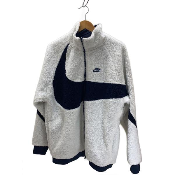NIKE◇ジャケット/ボアジャケット/リバーシブル/XL/ポリエステル/WHT